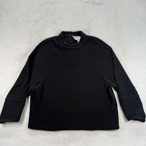 Texture &‎ Thread Madewell Ribbed Mock Neck Long Sleeve Top Black Cotton Blend L